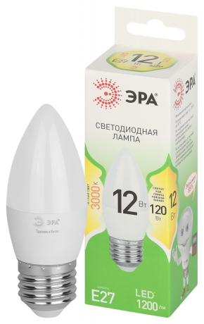 Лампочка светодиодная ЭРА GREEN LINE LED B35-12W-830-E27 GL E27 12 Вт свеча теплый свет Б0067137 