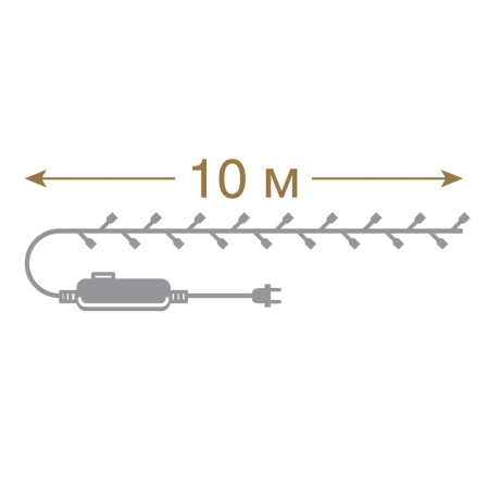 10м. Электрогирлянда Нить с контроллером Vegas 100LED красный цвет, 8 режимов, 220V 55065