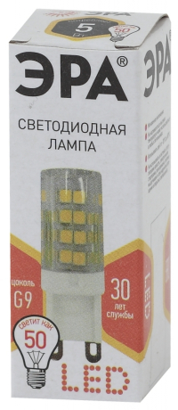 Лампа светодиодная ЭРА G9 5W 2700K прозрачная LED JCD-5W-CER-827-G9 Б0027863 