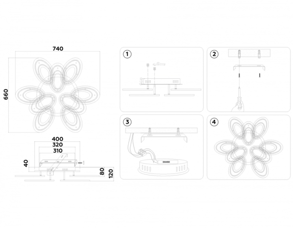 Потолочный светодиодный светильник с пультом Ambrella light ACRYLICA FA8933 