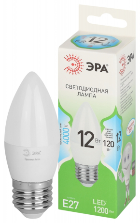 Лампочка светодиодная ЭРА GREEN LINE LED B35-12W-840-E27 GL E27 12 Вт свеча яркий белый свет Б0067141 
