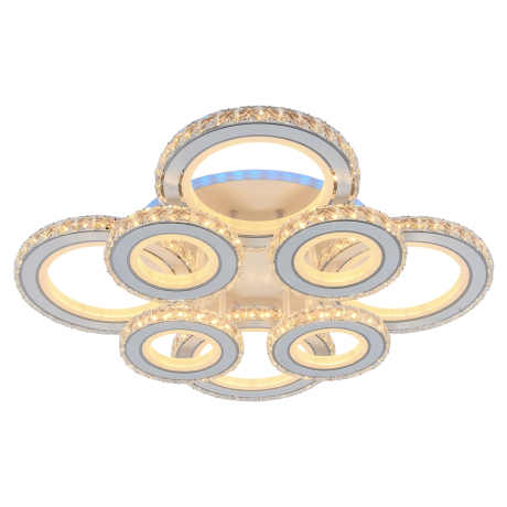 Светодиодная диммируемая люстра с ПДУ Profit Light 8061/4+4 WHT 320W+10W RGB 