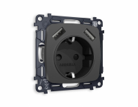 Розетка с заземлением и 2хUSB type A, без рамки Ambrella Volt OMEGA MO909010