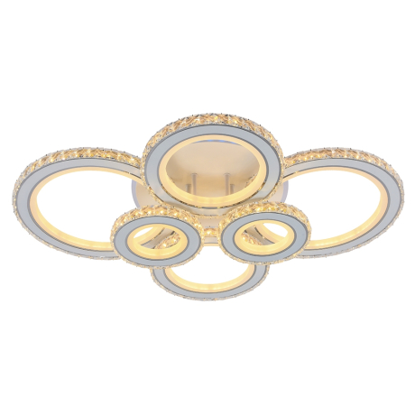 Светодиодная диммируемая люстра с ПДУ Profit Light 8061/6 WHT 288W+8W RGB 