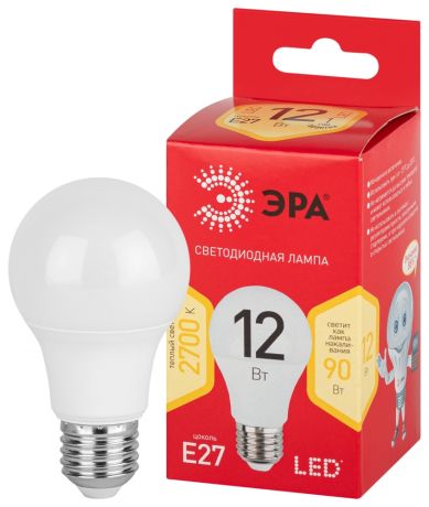 Лампочка светодиодная ЭРА RED LINE LED A60-12W-827-E27 R Е27 / E27 12Вт груша теплый белый свет Б0050197 