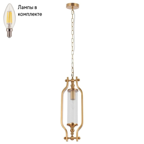 Светильник подвесной с лампочкой CRYSTAL LUX Tomas SP1 Brass+Lamps 
